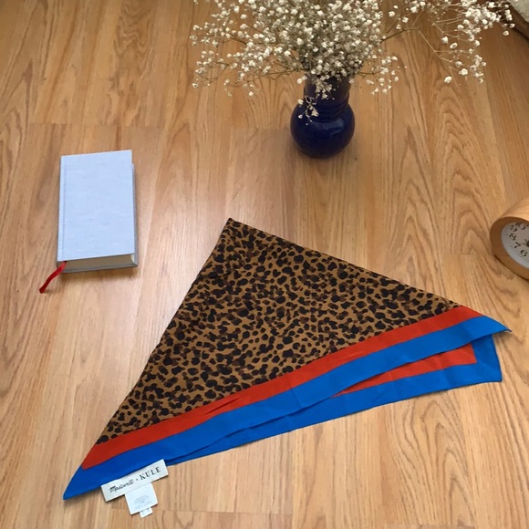Kuhl Accessories - Madewell x Kule 100% silk leopard red blue scarf